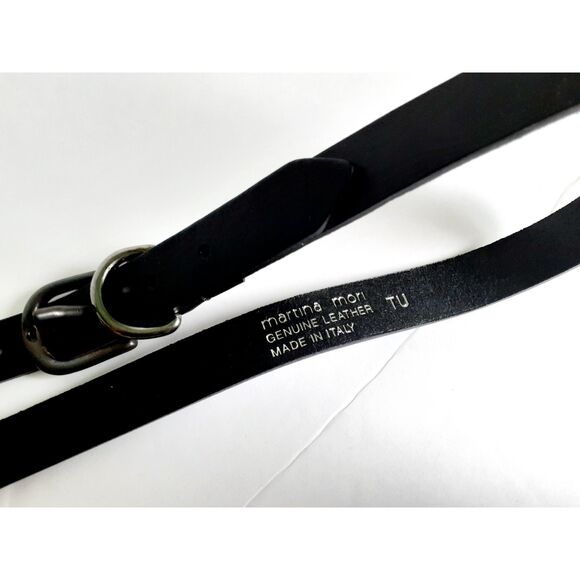 Martina Mori Genuine Leather Made in Italy TU Double Silver Buckle Belt NWT - Picture 4 of 13